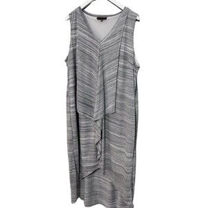 Lane Bryant Gray Heathered Hi Low Jersey Dress Sleeveless Ruffle Front Sz 18/20